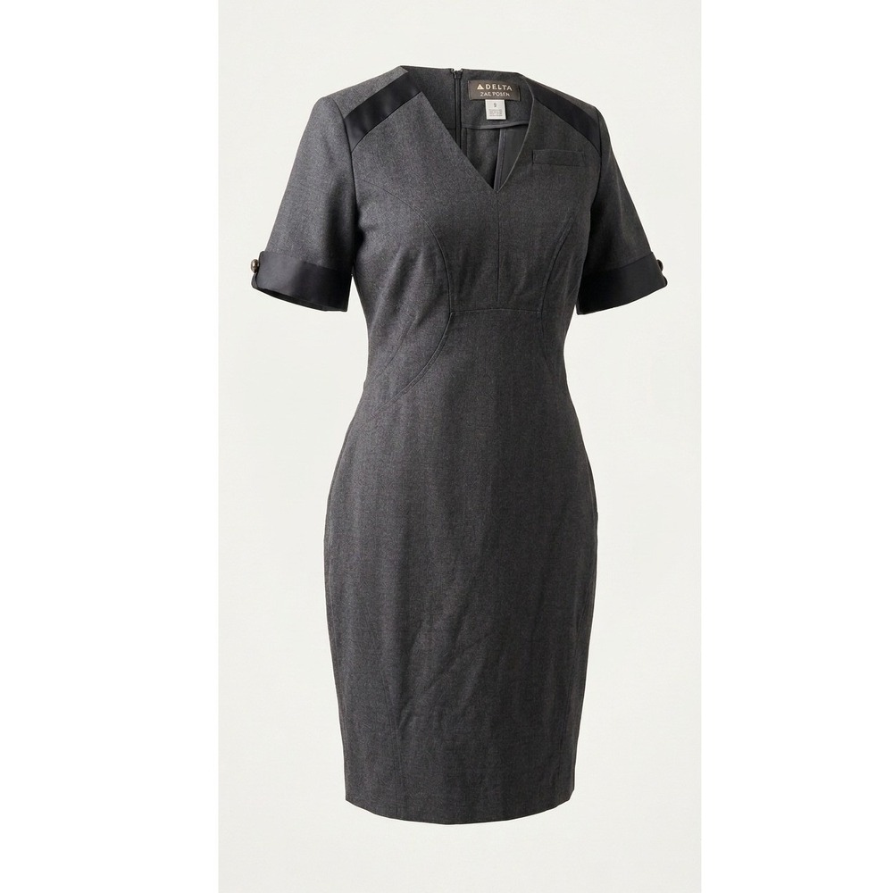 Delta Air Lines X Zac‎ Posen Flight Attendant Dress Gray 8 Petite